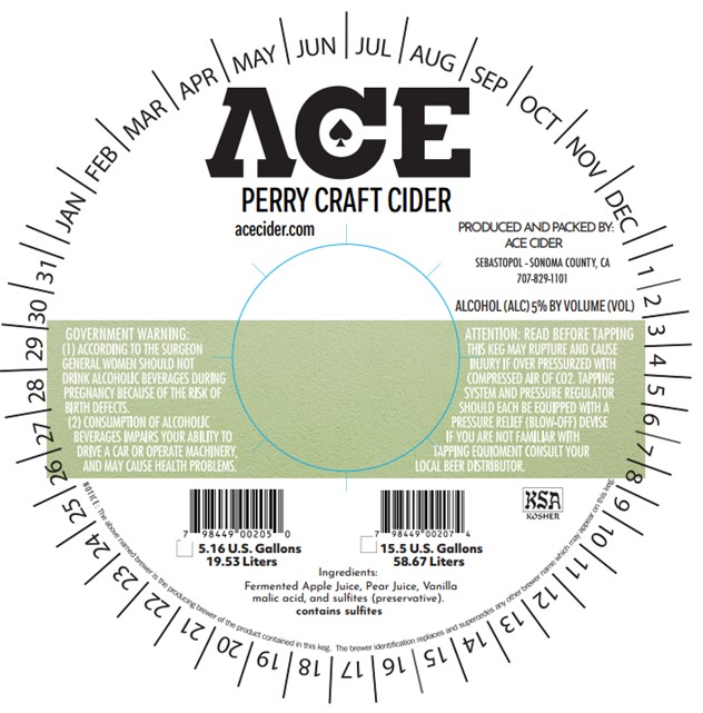TABC label artwork for ACE PERRY CRAFT CIDER