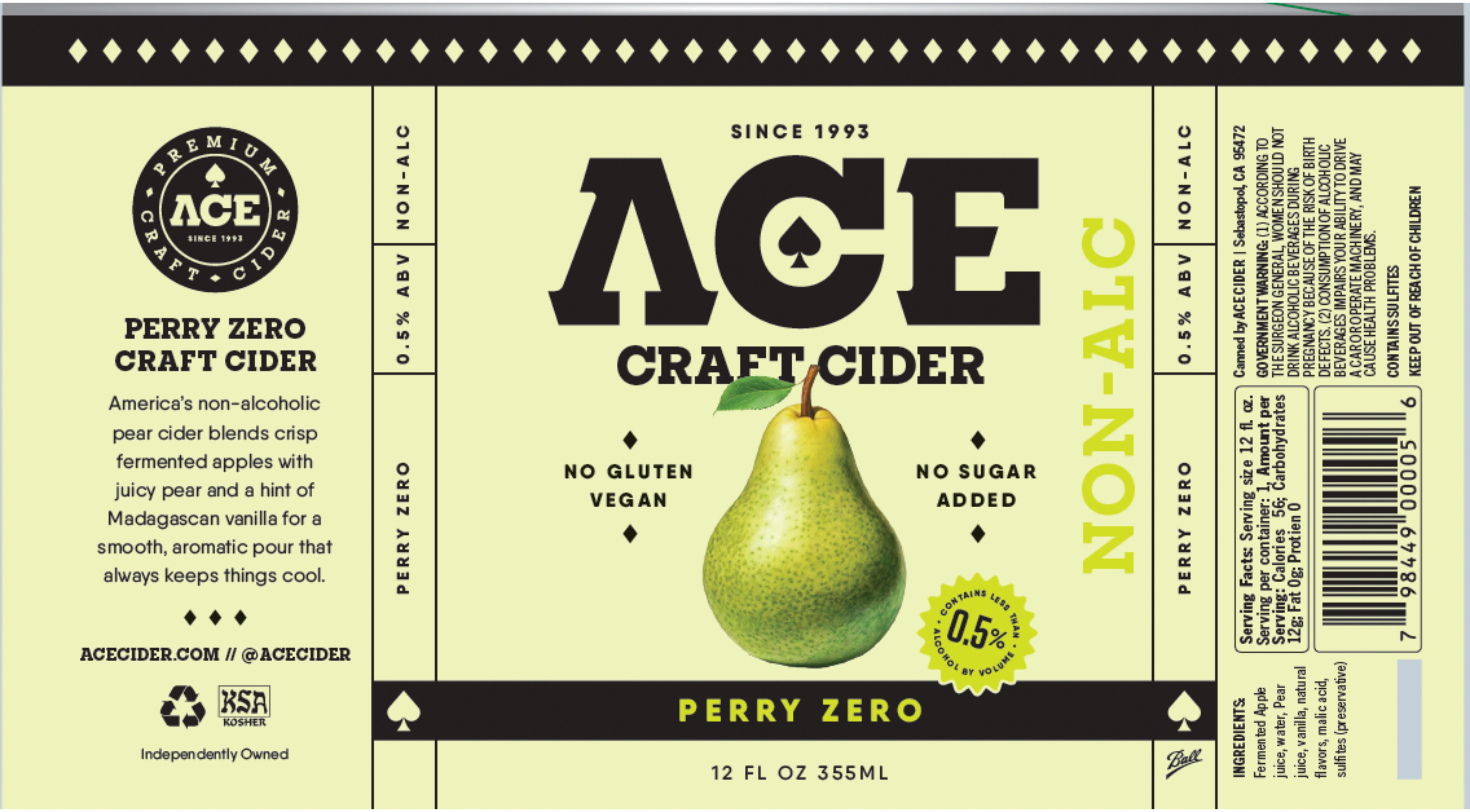 TABC label artwork for ACE PERRY ZERO NON-ALC CRAFT CIDER