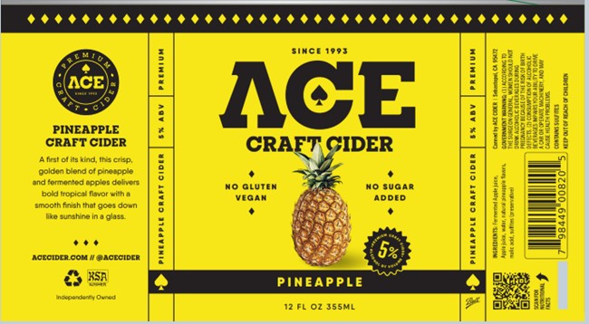 TABC label artwork for ACE PINEAPPLE CRAFT CIDER
