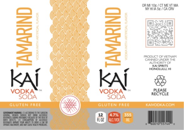 TABC label artwork for KAI TAMARIND VODKA SODA