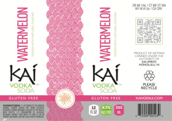 TABC label artwork for KAI WATERMELON VODKA SODA