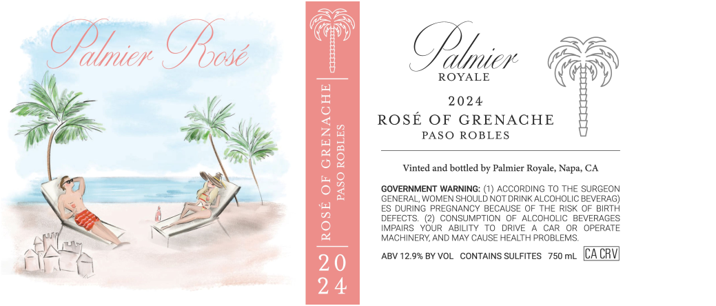TABC label artwork for Palmier Royale Rose of Grenache Paso Robles