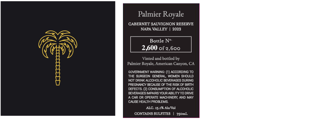 TABC label artwork for Palmier Royale Reserve Cabernet Sauvignon Napa Valley