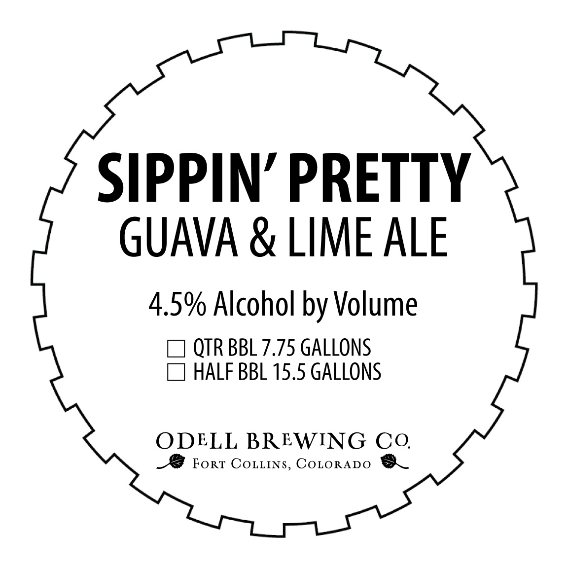 TABC label artwork for Sippin Pretty Ale