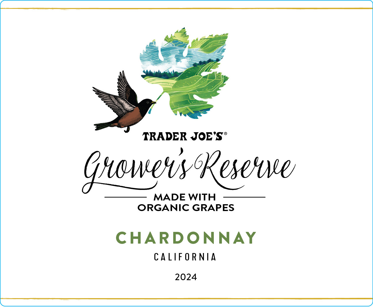 TABC label artwork for Trader Joe's Growers Reserve Chardonnay, California
