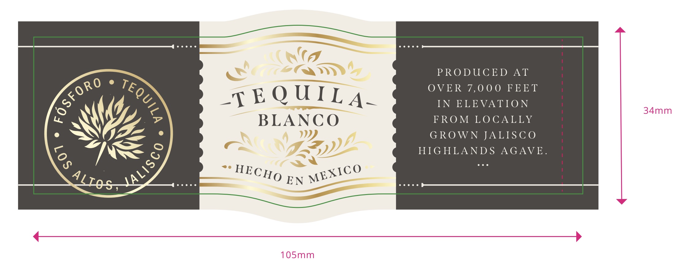 TABC label artwork for Fosforo Blanco Tequila