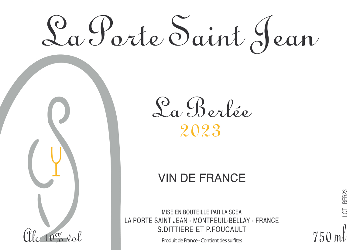 TABC label artwork for La Porte Saint Jean La Berlee Vin De France