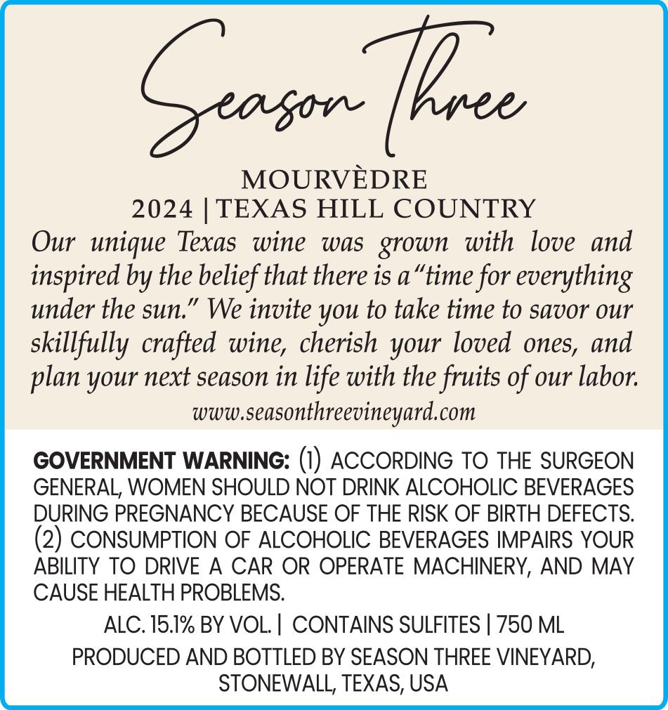 TABC label artwork for Mourvèdre