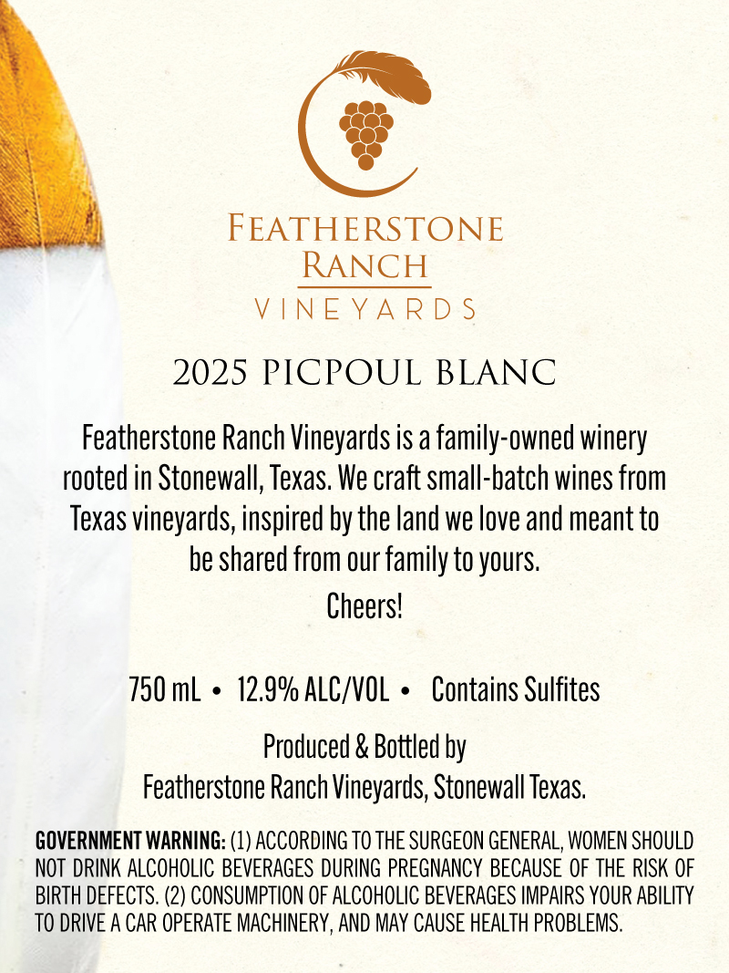 TABC label artwork for Picpoul Blanc