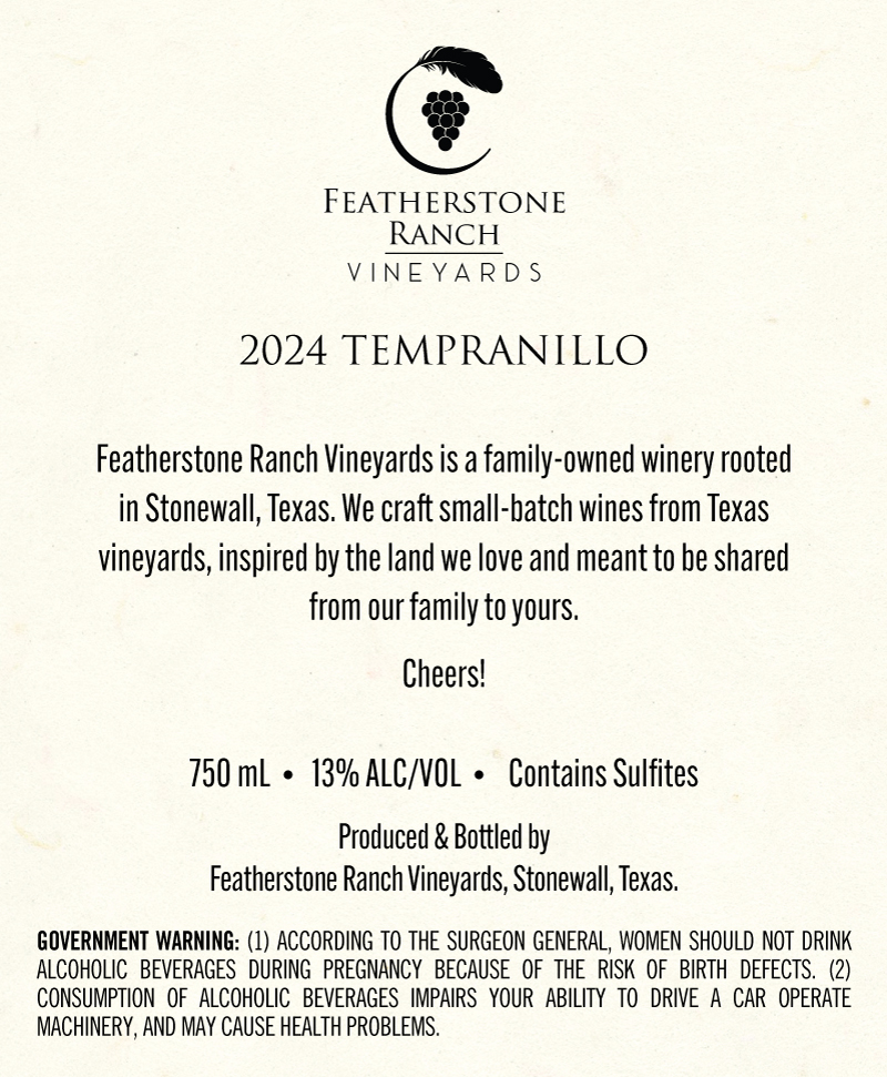 TABC label artwork for Tempranillo