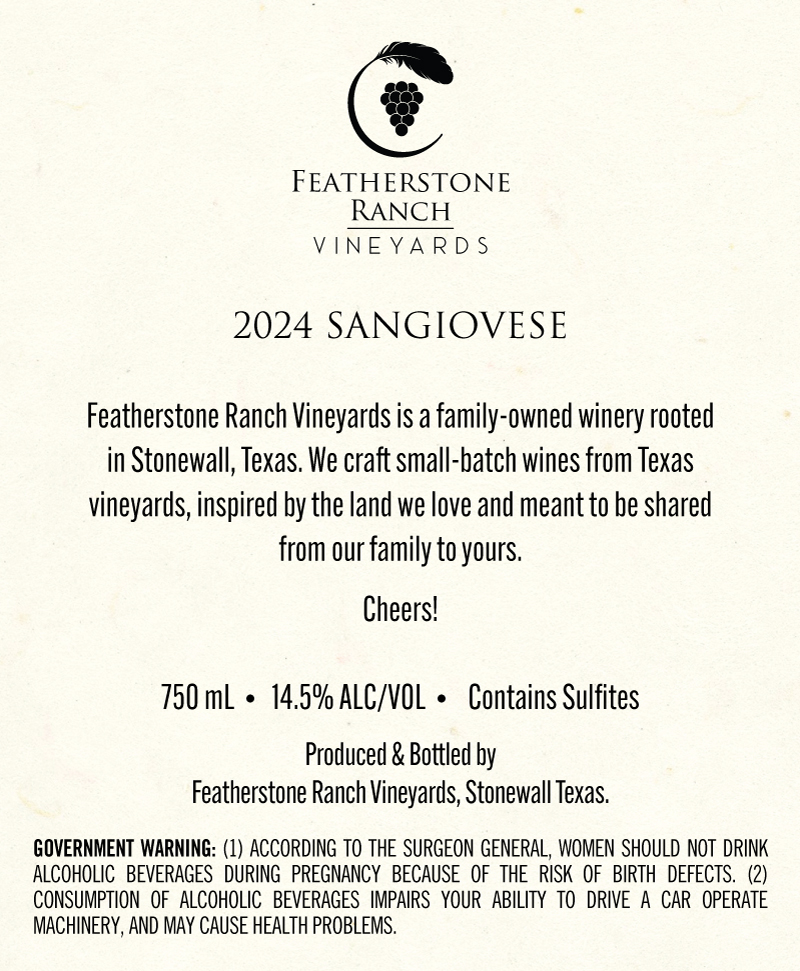 TABC label artwork for Sangiovese