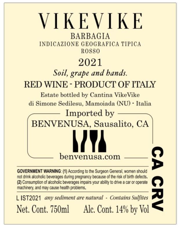 TABC label artwork for VIKEVIKE GHIRADA ISTEVENE BARBAGIA