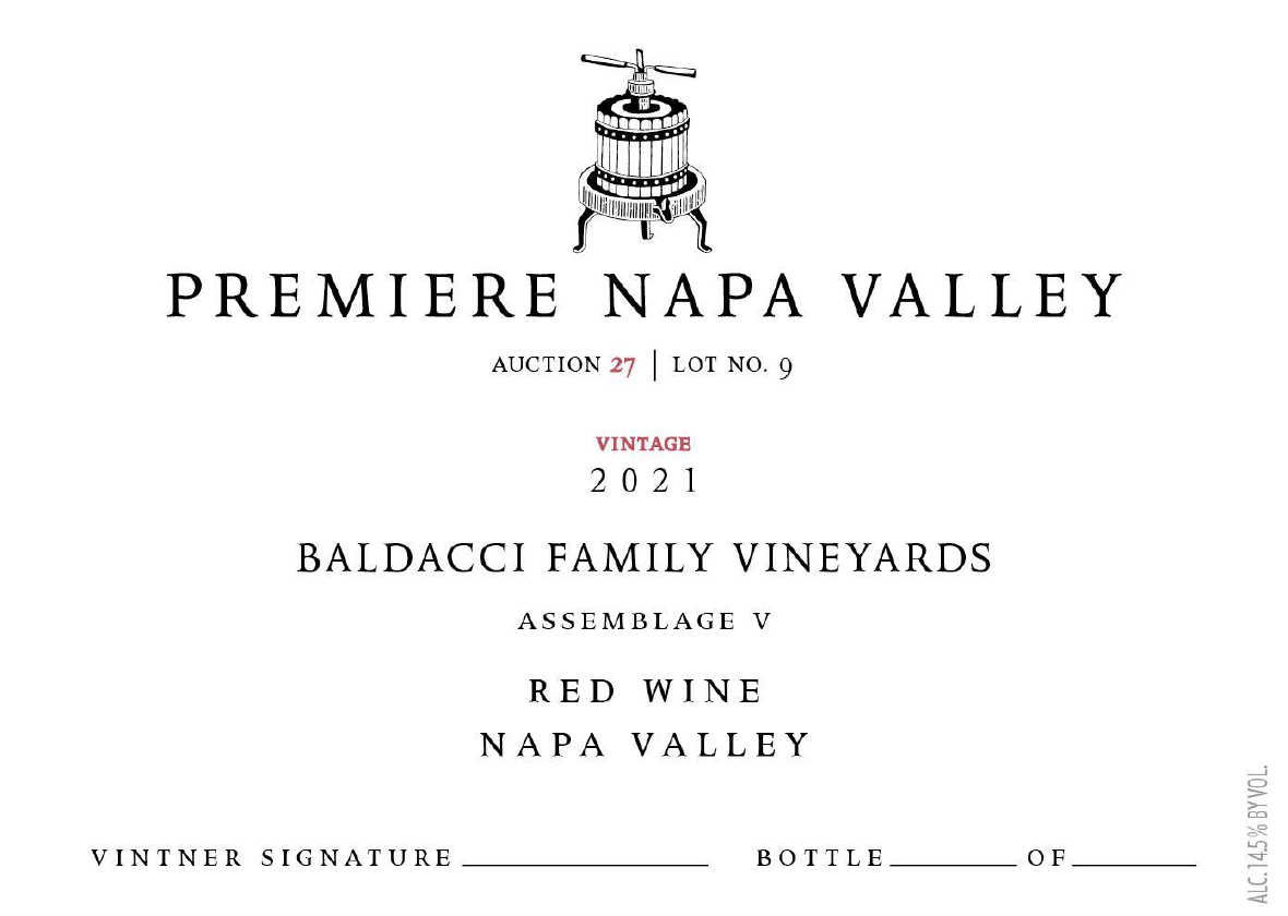 TABC label artwork for Premiere Napa Valley Baldacci Red Assemblage V