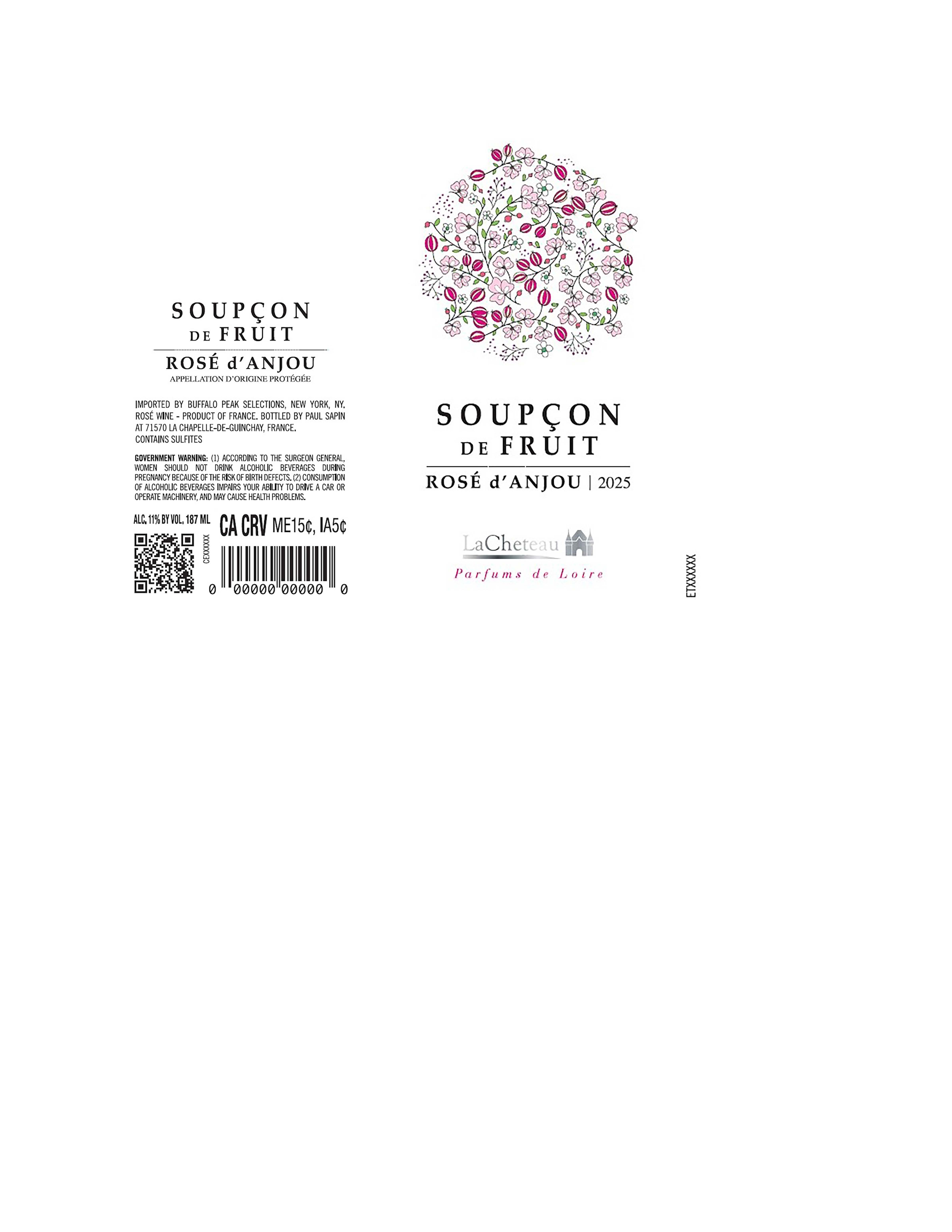 TABC label artwork for Soupcon de Fruit Rose d'Anjou