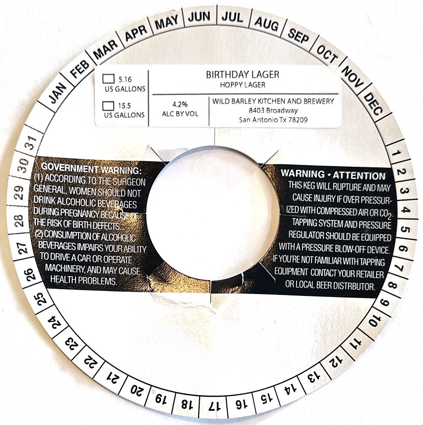 TABC label artwork for Birthday Lager