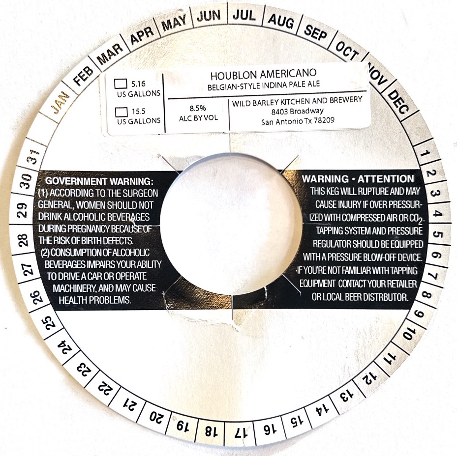 TABC label artwork for Houblon Americano