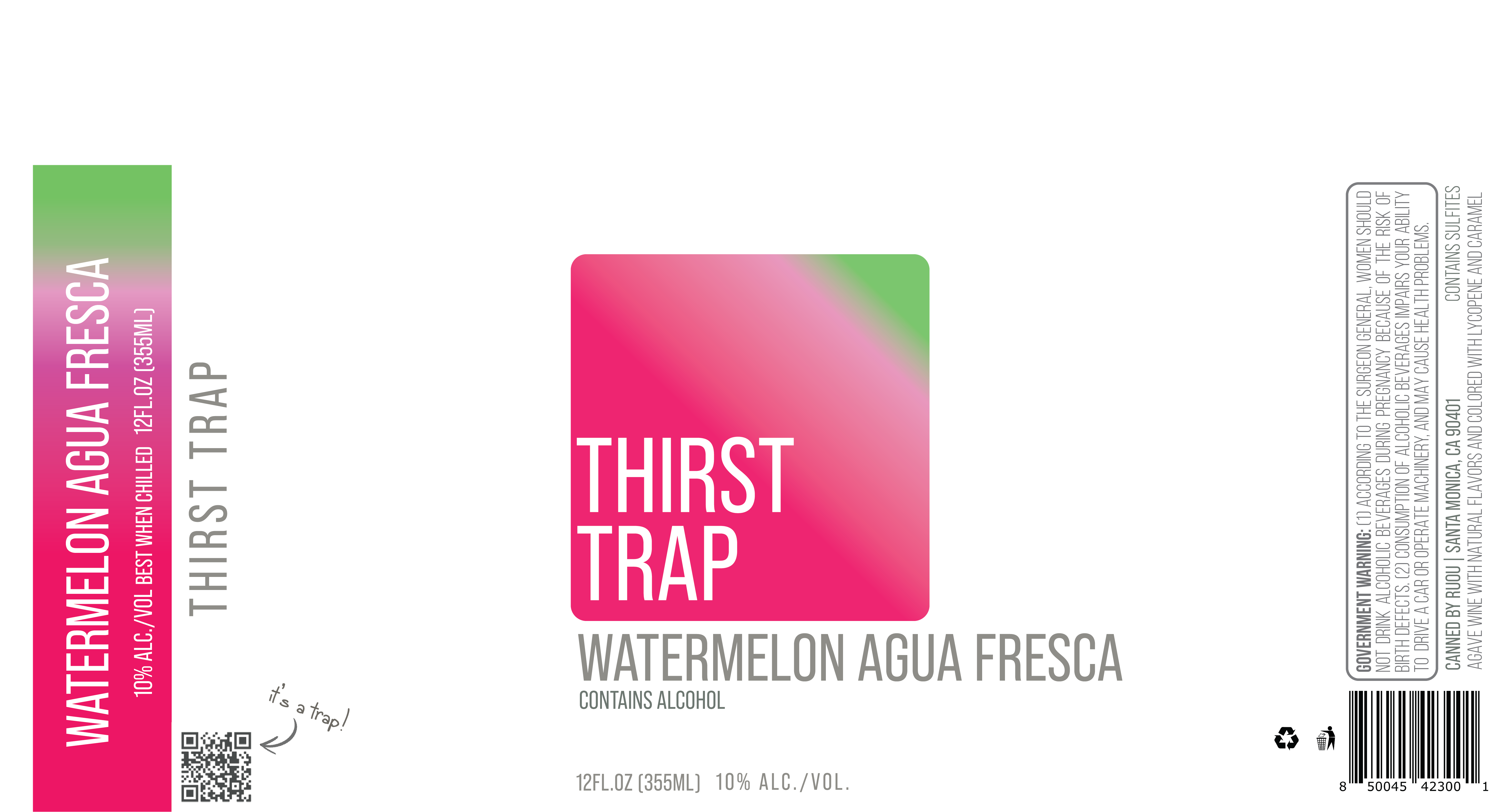 TABC label artwork for Thirst Trap Watermelon Agua Fresca