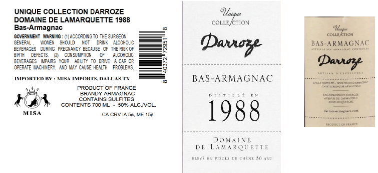 TABC label artwork for UNIQUE COLLECTION DARROZE DOMAINE DE LAMARQUETTE