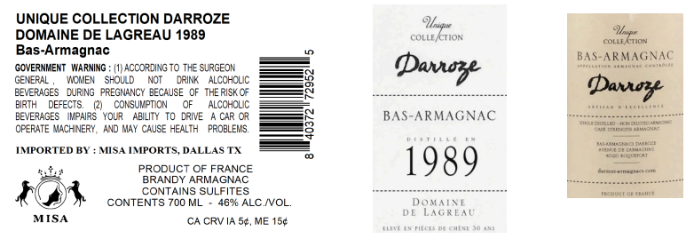 TABC label artwork for UNIQUE COLLECTION DARROZE DOMAINE DE LAGREAU