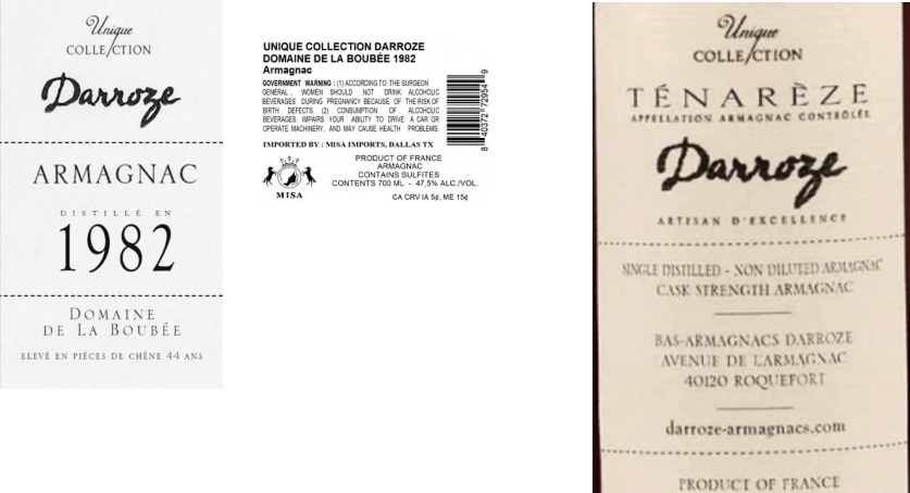 TABC label artwork for DARROZE UNIQUE COLLECTION DOMAINE DE LA BOUBEE