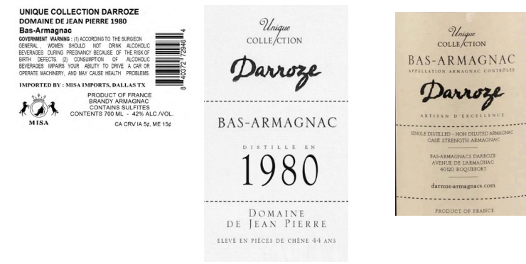 TABC label artwork for UNIQUE COLLECTION DARROZE DOMAINE DE JEAN PIERRE