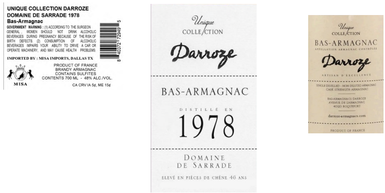 TABC label artwork for UNIQUE COLLECTION DARROZE DOMAINE DE SARRADE