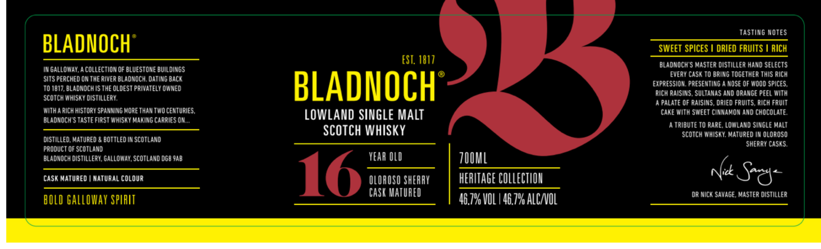 TABC label artwork for BLADNOCH 16 YO