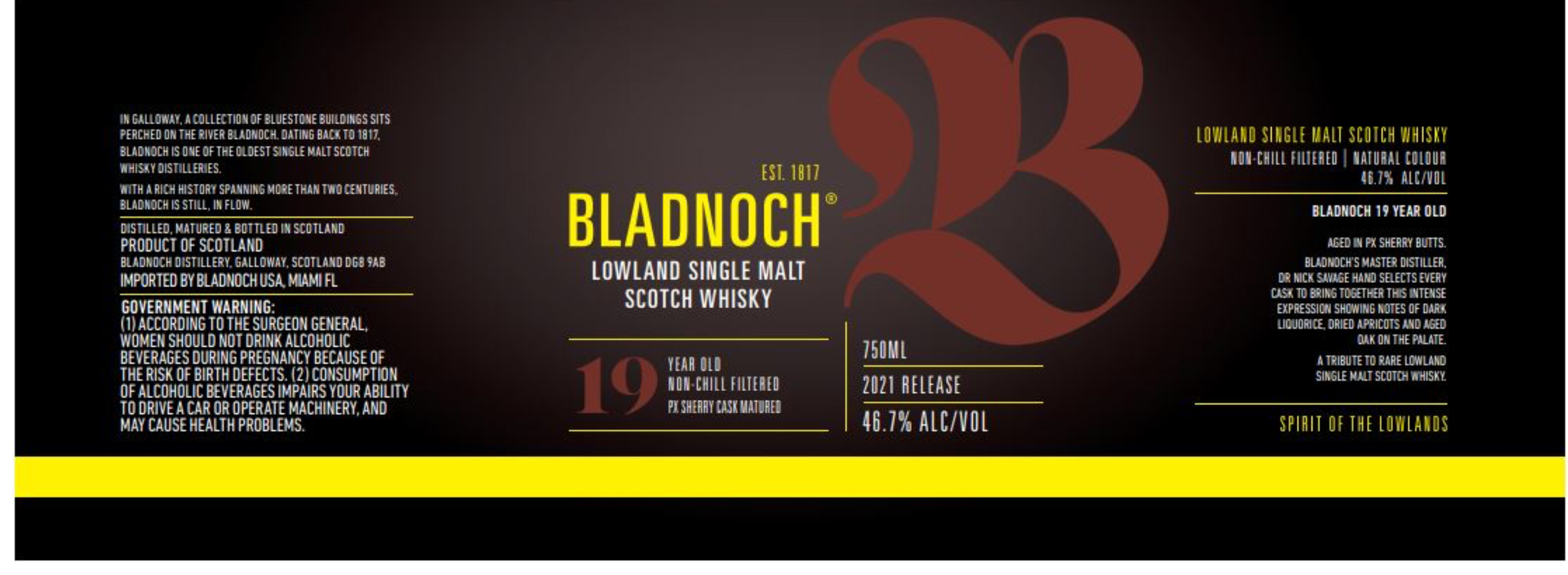 TABC label artwork for BLADNOCH 19YO
