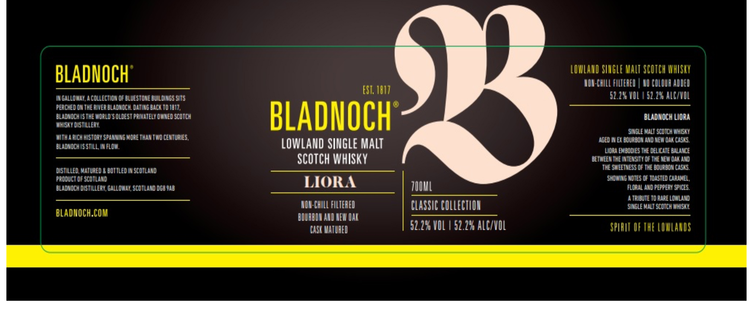 TABC label artwork for BLADNOCH LIORA WHISKY