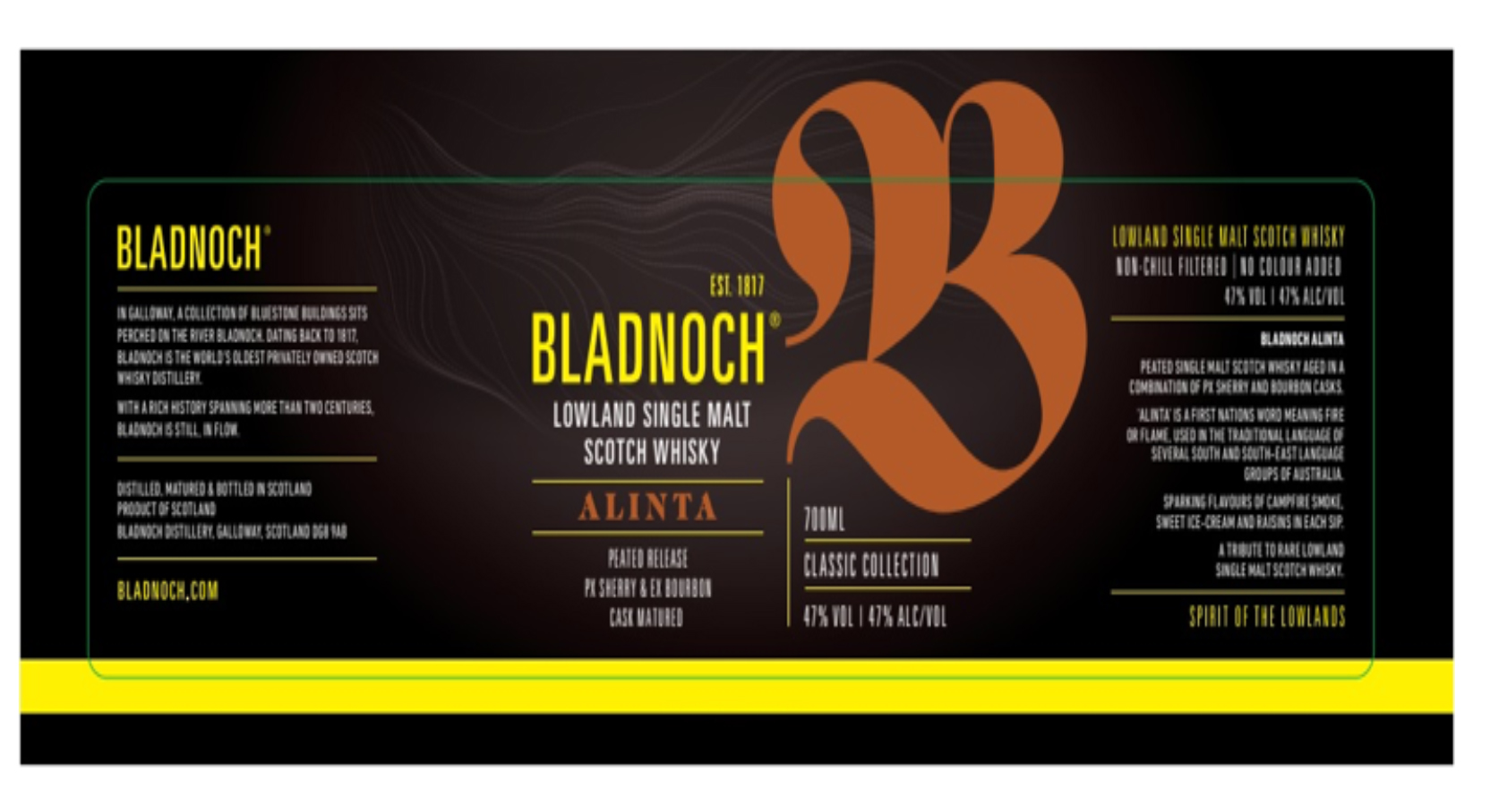 TABC label artwork for BLADNOCH ALINTA