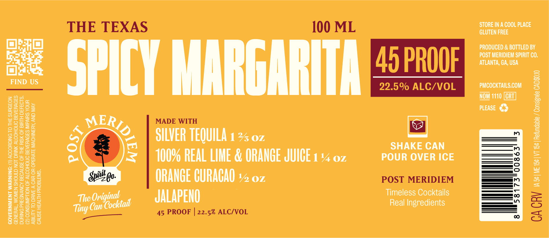 TABC label artwork for Post Meridiem Spicy Margarita