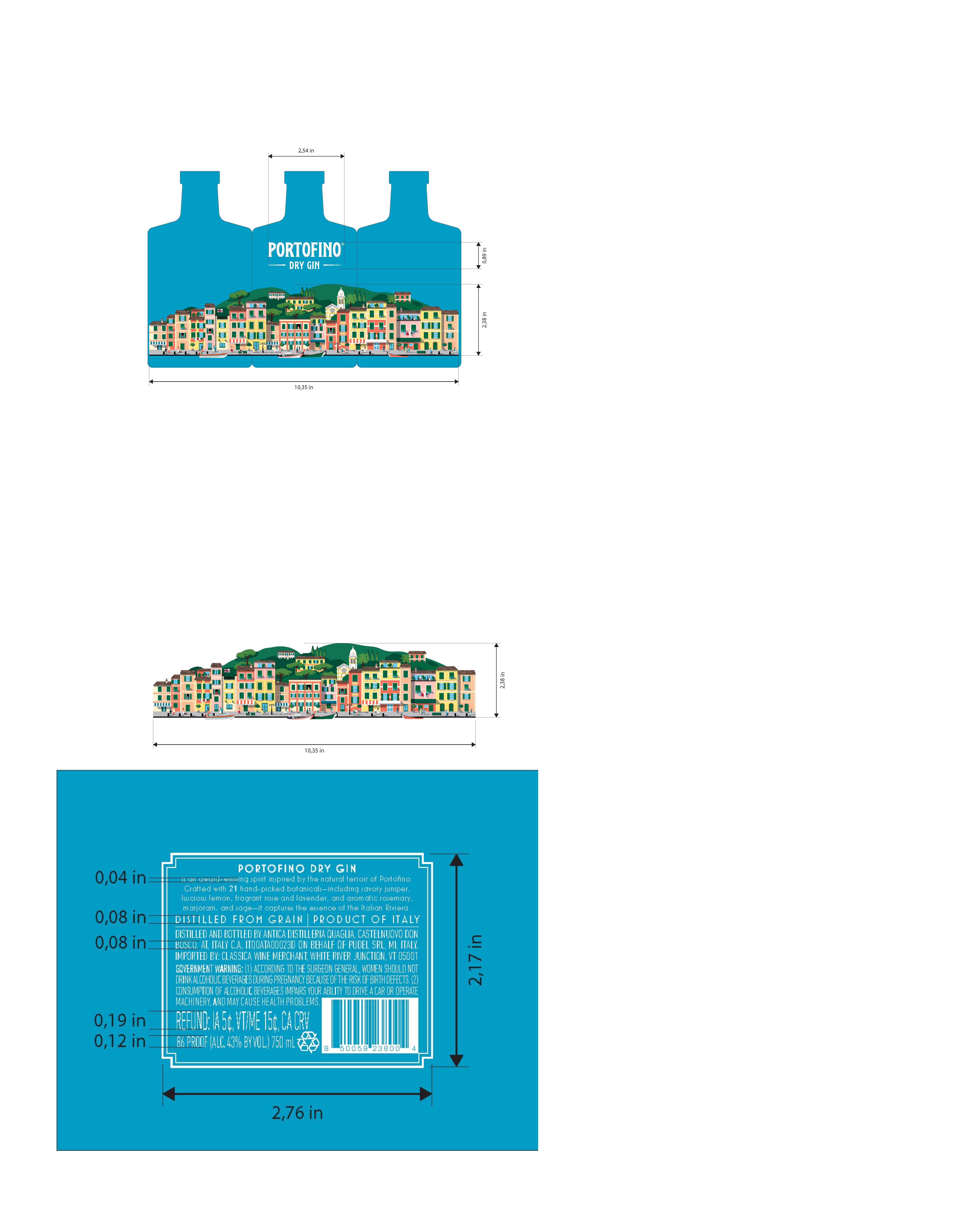 TABC label artwork for Portofino Dry Gin
