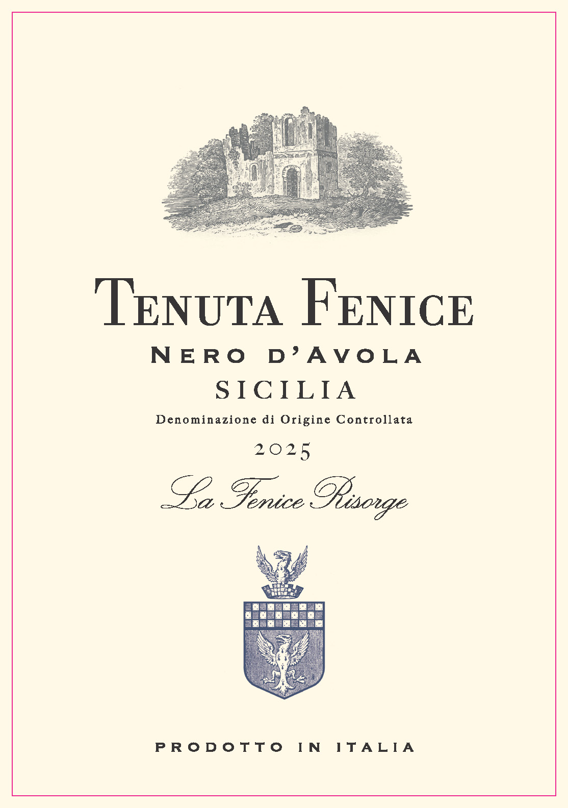TABC label artwork for Tenuta Fenice Sicilia Nero d’Avola Red Wine, Italy