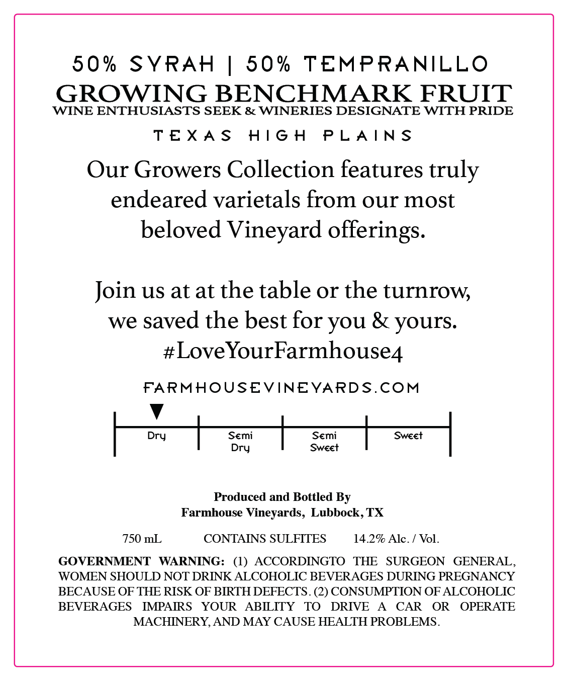 TABC label artwork for Growers Collection Syrah Tempranillo