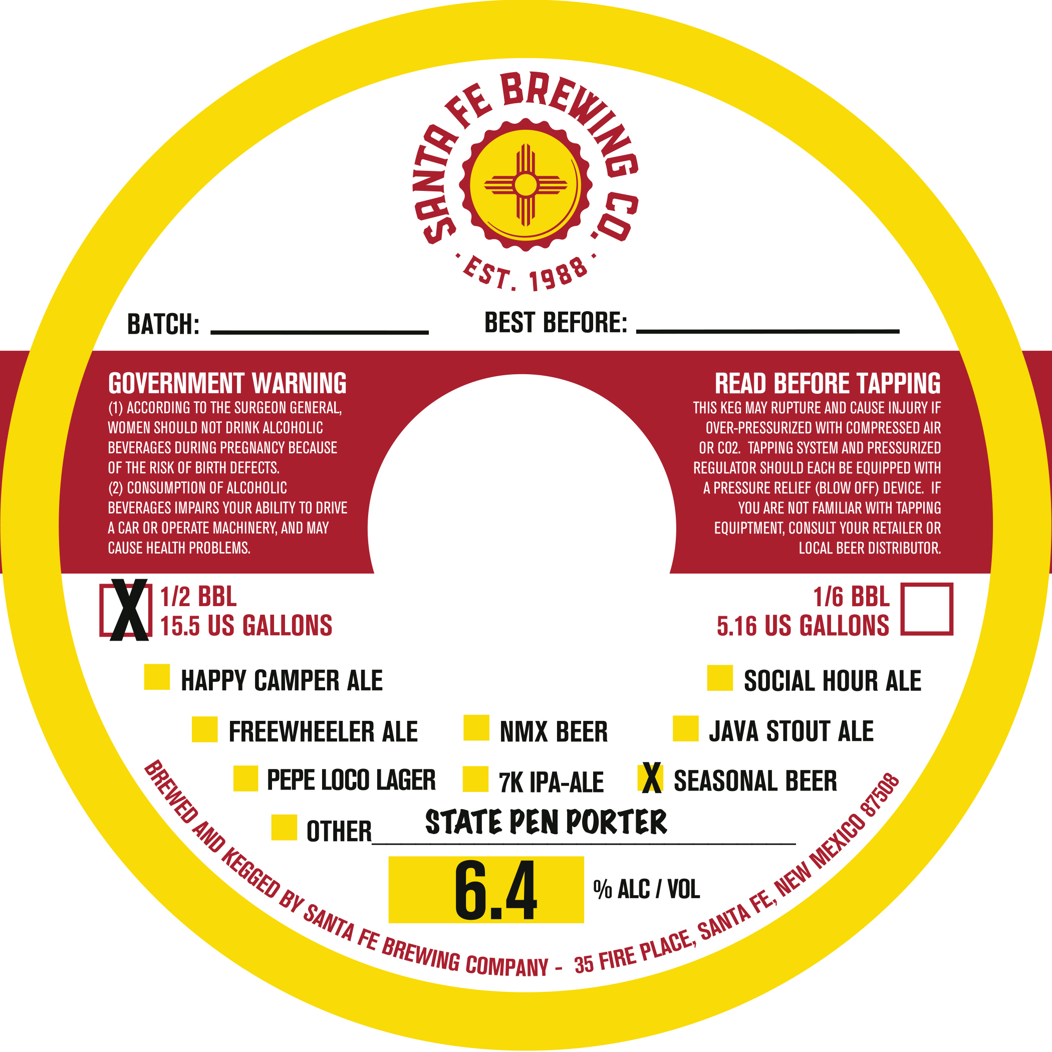 TABC label artwork for State Pen Porter