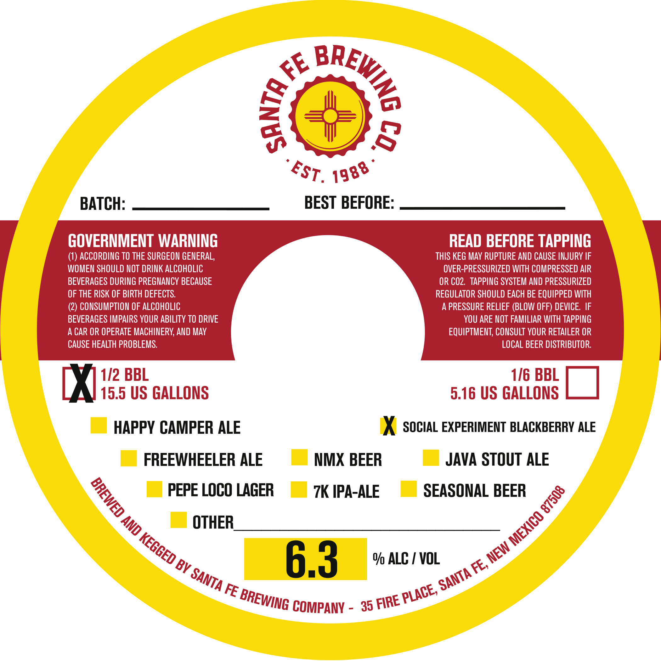 TABC label artwork for Social Experiment Blackberry Ale