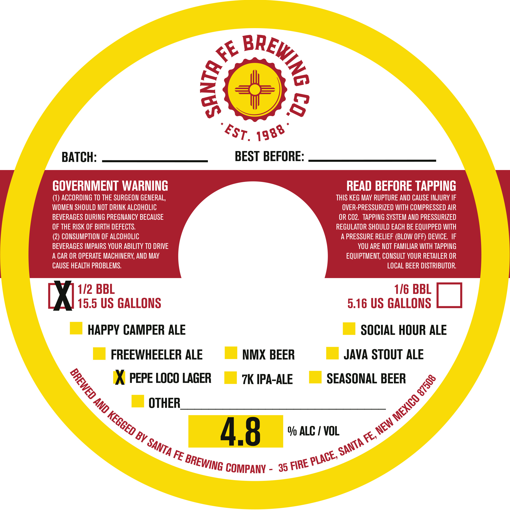 TABC label artwork for Pepe Loco Lager