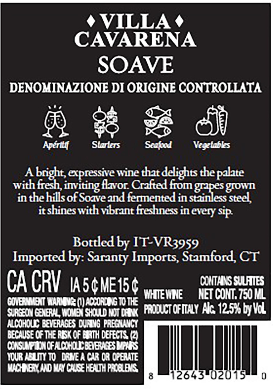 TABC label artwork for Villa Cavarena Soave