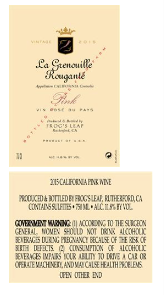TABC label artwork for Frog's Leap La Grenouille Rougante