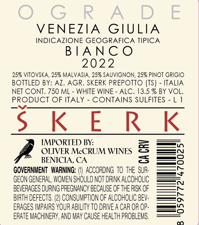 TABC label artwork for Skerk Ograde