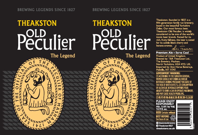 TABC label artwork for THEAKSTON OLD PECULIER