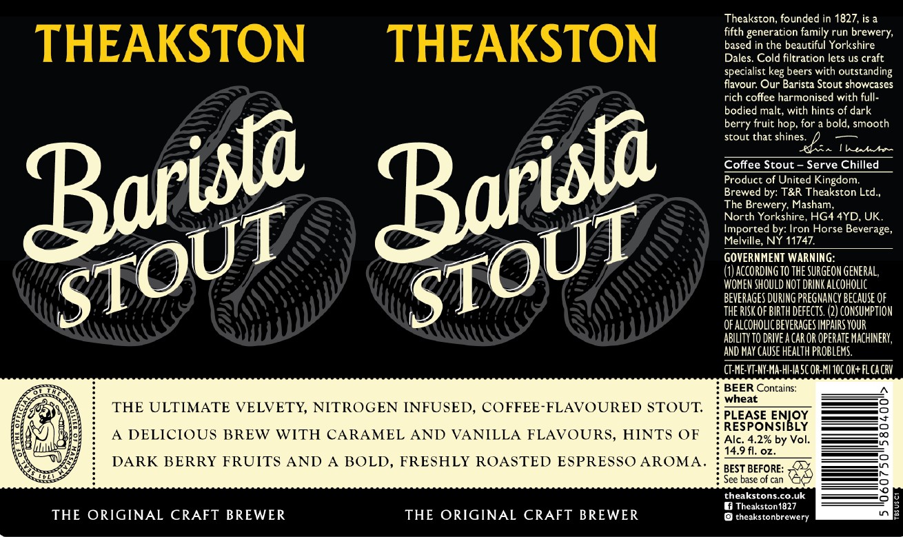 TABC label artwork for THEAKSTON BARISTA STOUT