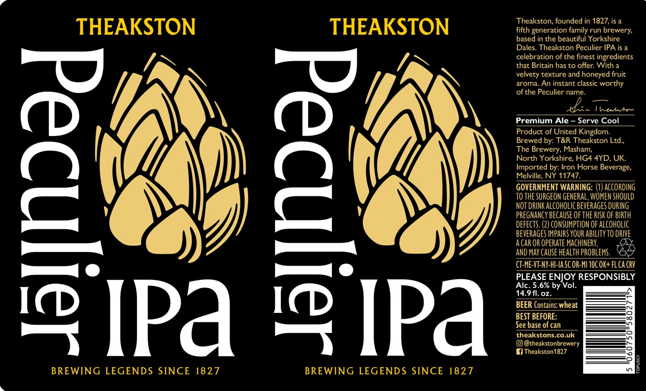 TABC label artwork for THEAKSTON PECULIER IPA
