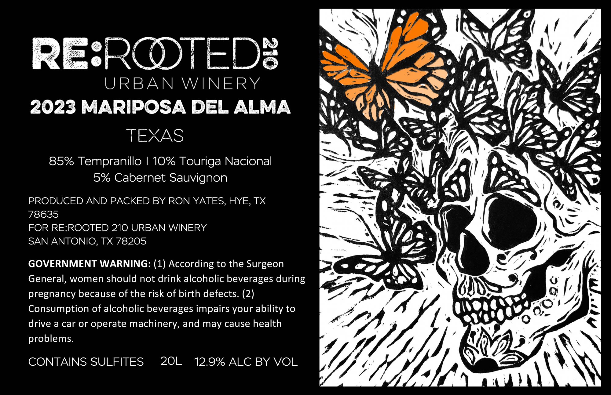 TABC label artwork for Mariposa del alma