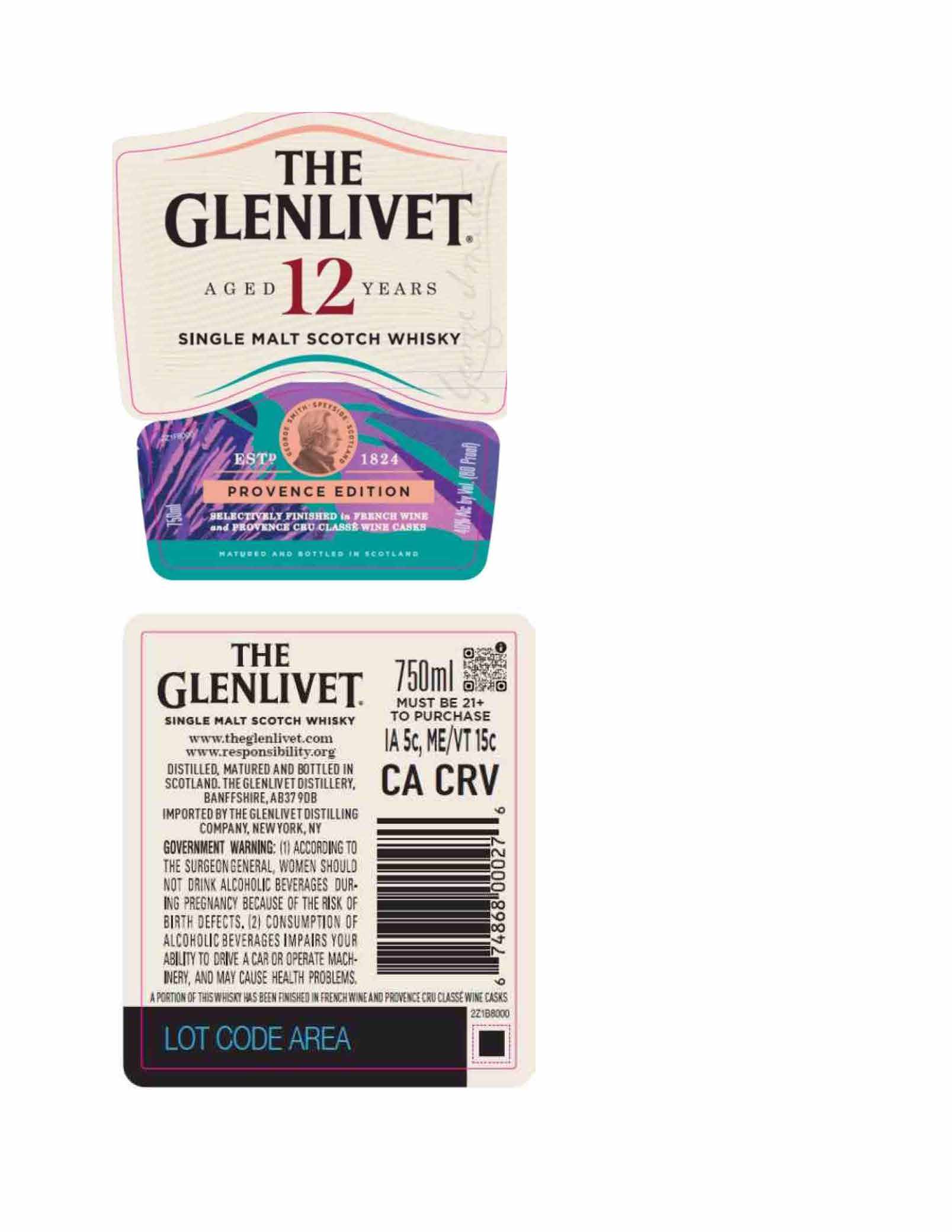TABC label artwork for The Glenlivet 12 YO Provence