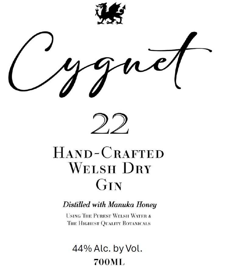 TABC label artwork for Cygnet 22 Hand Crafted Welsh Dry Gin