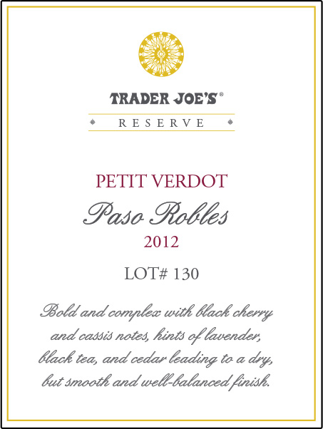 TABC label artwork for Trader Joe's Reserve Petit Verdot