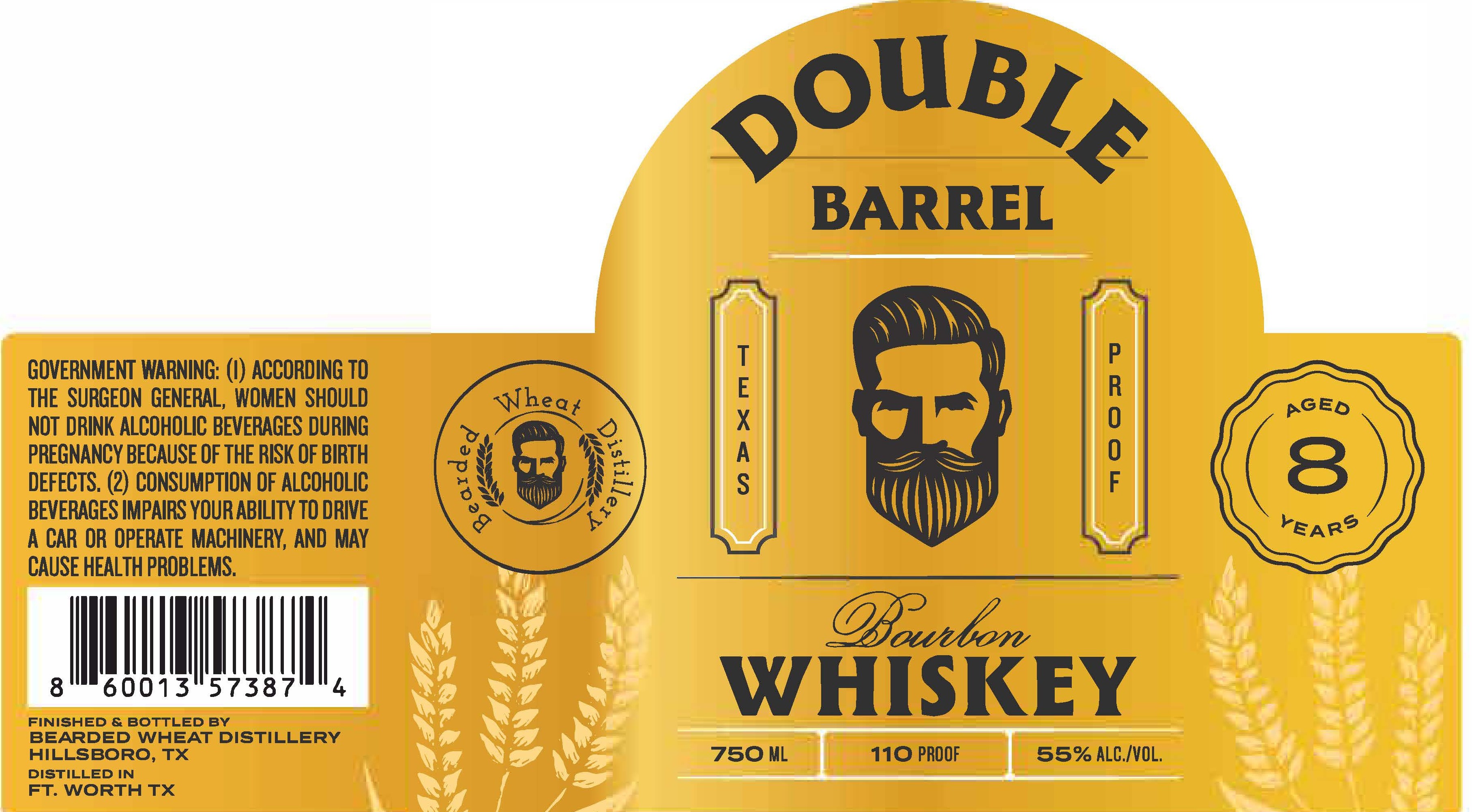 TABC label artwork for Double Barrel Texas Proof Bourbon