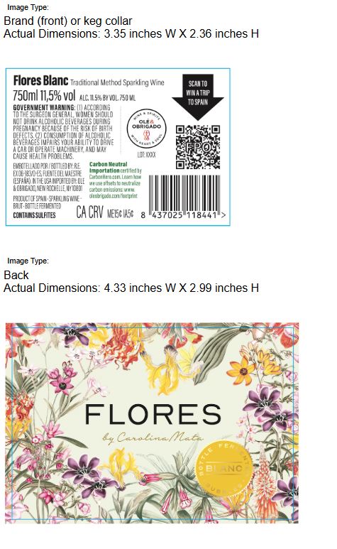 TABC label artwork for Flores Blanc