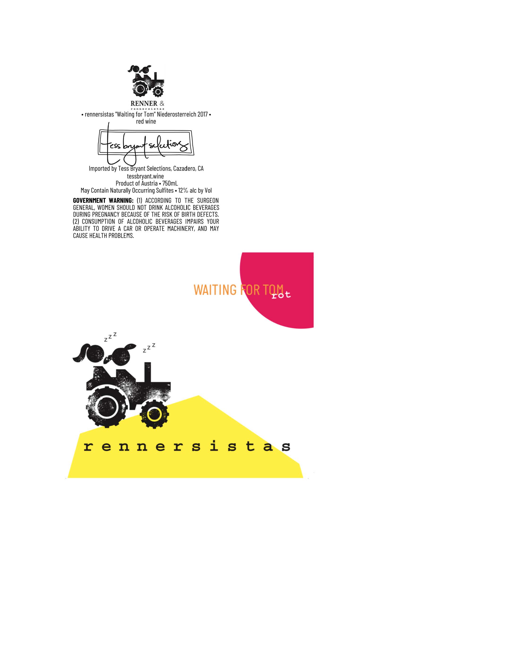 TABC label artwork for Rennersistas Red 'Waiting for Tom'